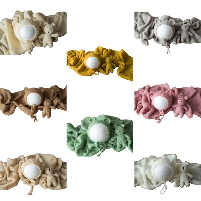 

3Pcs Newborn Infants Photography Props Baby Knitted Hat Wrap Blanket Doll Set New Dropship