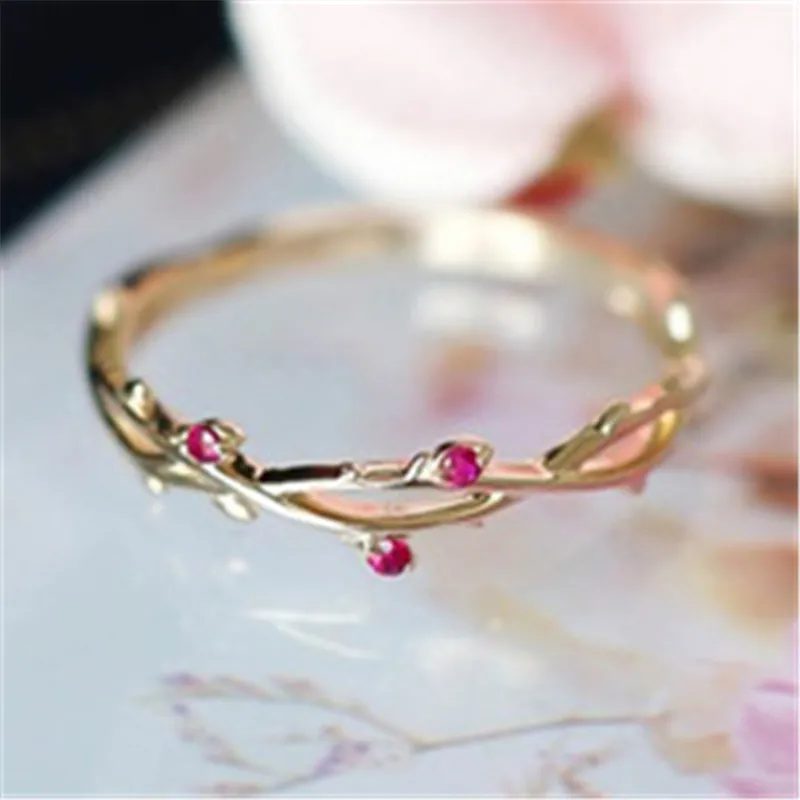 

Milangir Dainty Tree Branch Leaves Rings for Women Jewelry CZ Stone Laurel Wreath Wedding Rings Party s