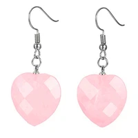 fyjs unique silver plated romantic love heart natural rose pink quartz earrings for women jewelry