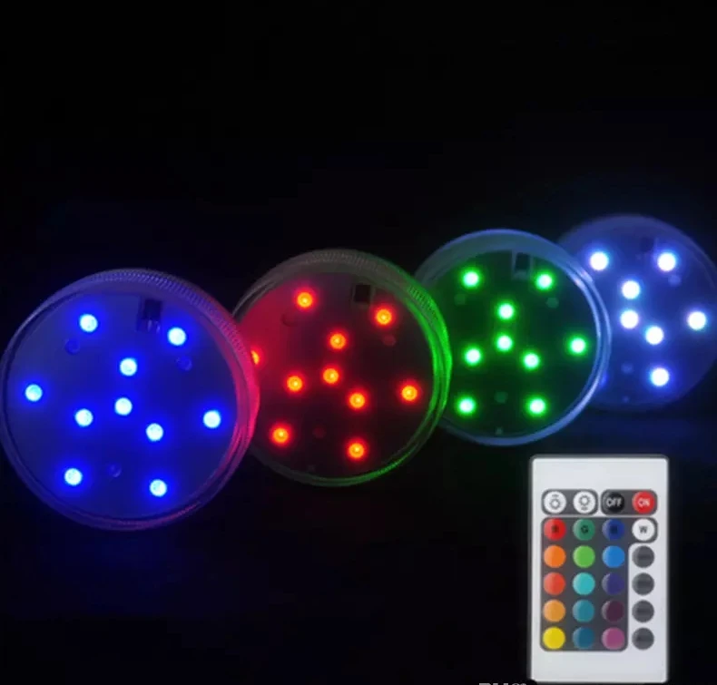 

10 LED Submersible Candle Lamp Remote Control Multicolor Floral Vase Base Waterproof Light Wedding Birthday Party Decoration