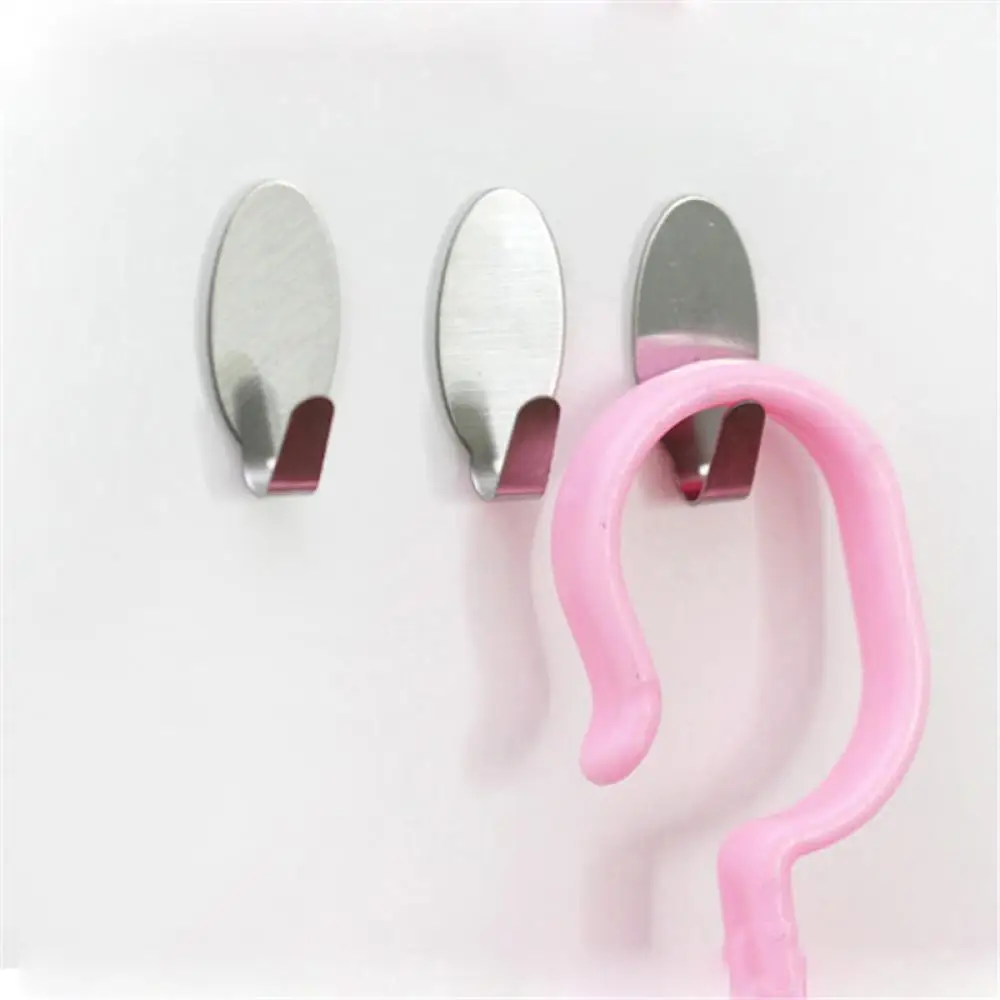 

6pcs Strong Hook Coat Rack Round Adhesive Kitchen Wall Door Stainless Steel Stick Hook Hanger Bathroom Accessories Hot Sell