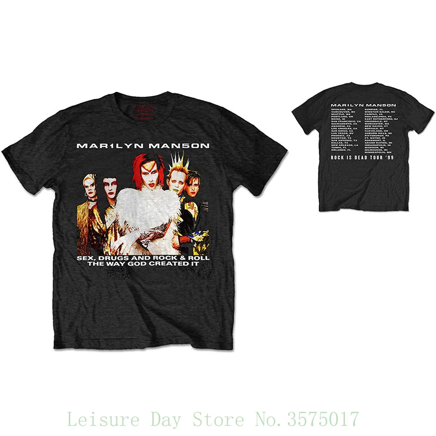 

Marilyn Manson Rock Is Dead Tour 1999 Rock Official Tee T-Shirt Mens Unisex Cotton Men T-Shirts Classical