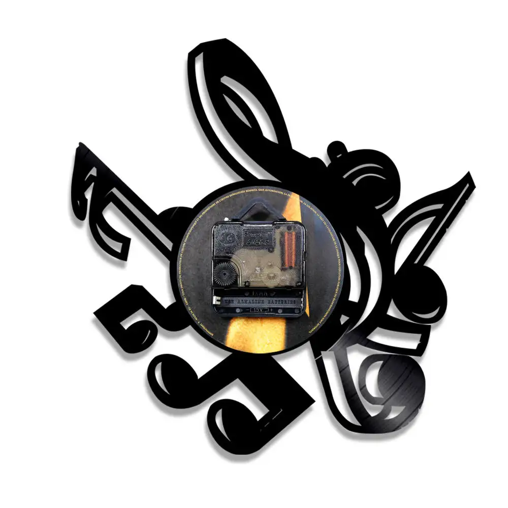 Настенные часы в виде скрипичного ключа виниловый декор винтажном стиле ноты для