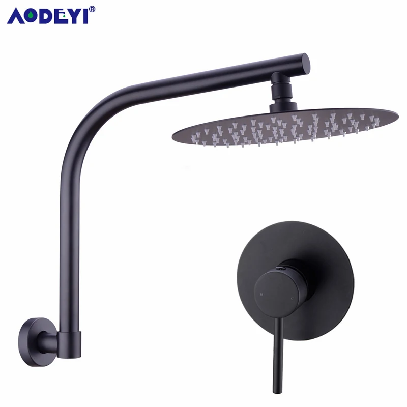 AODEYI латунный матовый черный душ набор для ванной комнаты 8 10 дюймов дождевая