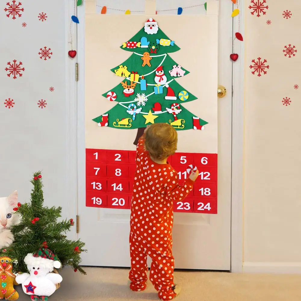 Теплый Войлок DIY рождественская елка Набор календаря с орнаментом