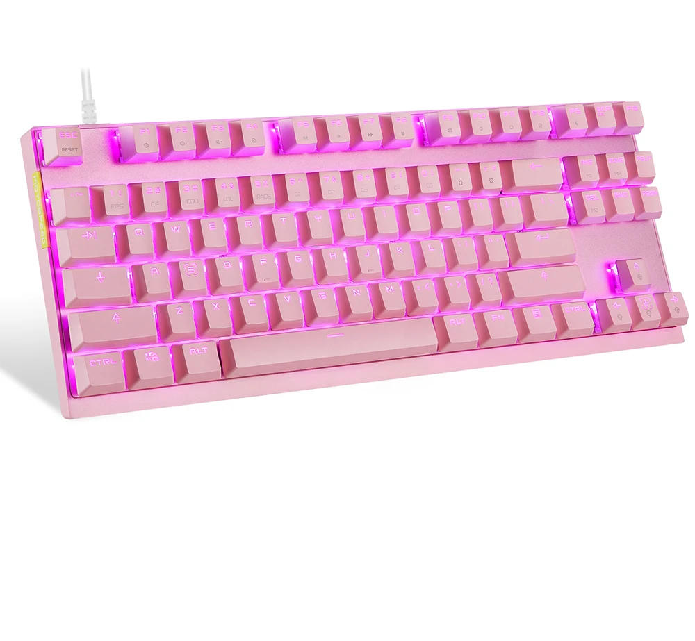 Английская/Русская игровая RGB механическая клавиатура светодиодный USB Проводная 87 клавиш Лазерная эргономичная клавиатура для ПК компьютерный геймер