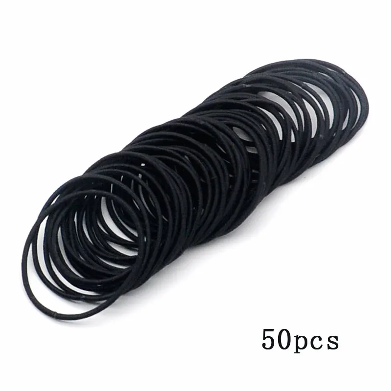 50 шт./лот нейлоновые резинки для волос 5 см держатель конского хвоста женские аксессуары волос|Аксессуары