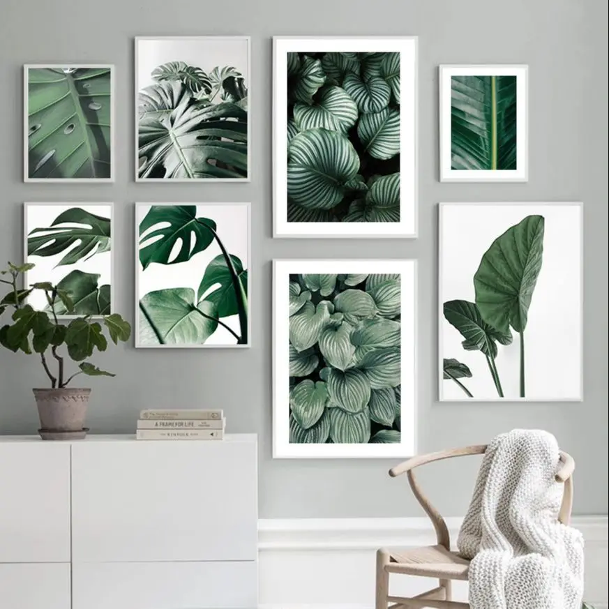 

Green Monstera Big Leaves Tropical Plants Wall Art Canvas Painting Nordic Posters And Prints Wall Pictures For Living Room Decor