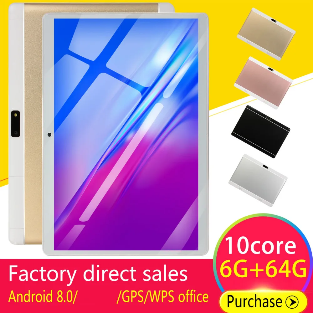 

2021 Бесплатная доставка 10 дюймов 4G телефон планшетный ПК Android 8,0 10 ядер ОЗУ 6 ГБ
