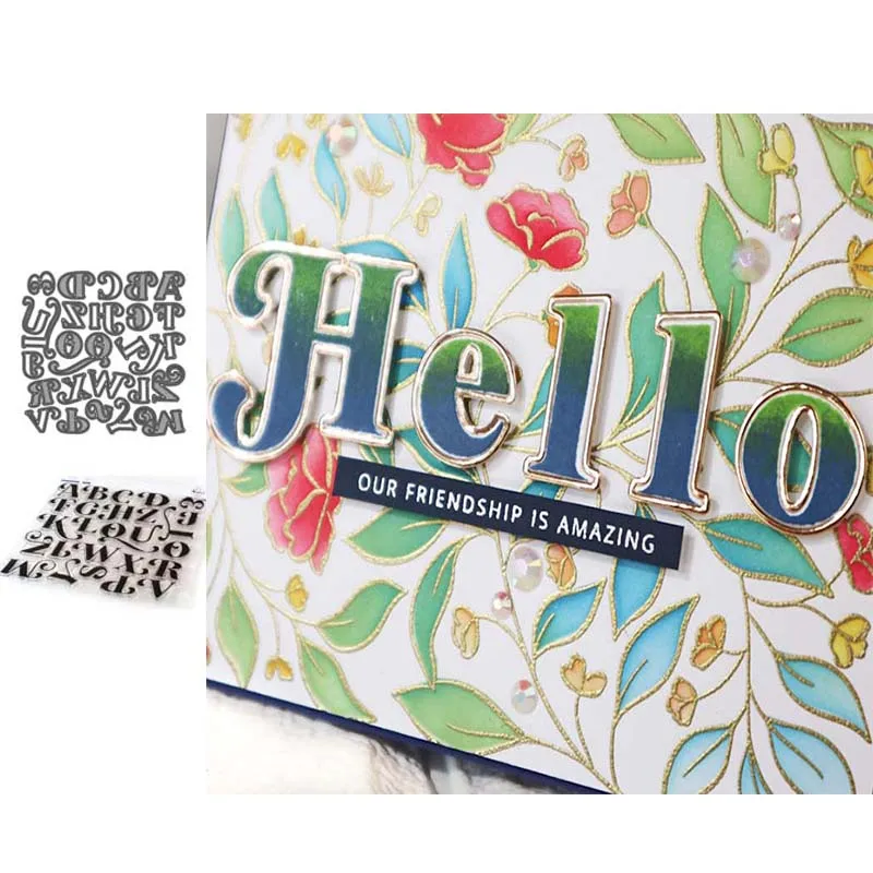 

JC Special English Alphabet Letters Rubber Stamps and Metal Cutting Dies Scrapbooking Craft Stencil Card Make Album Sheet Model