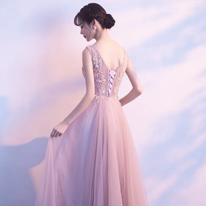 

V-neck Dress Chinese Bridesmaid cheongsam modern Wedding Dresses Slim Sexy Flower Chiffon Evening Party Elegant Cheongsam