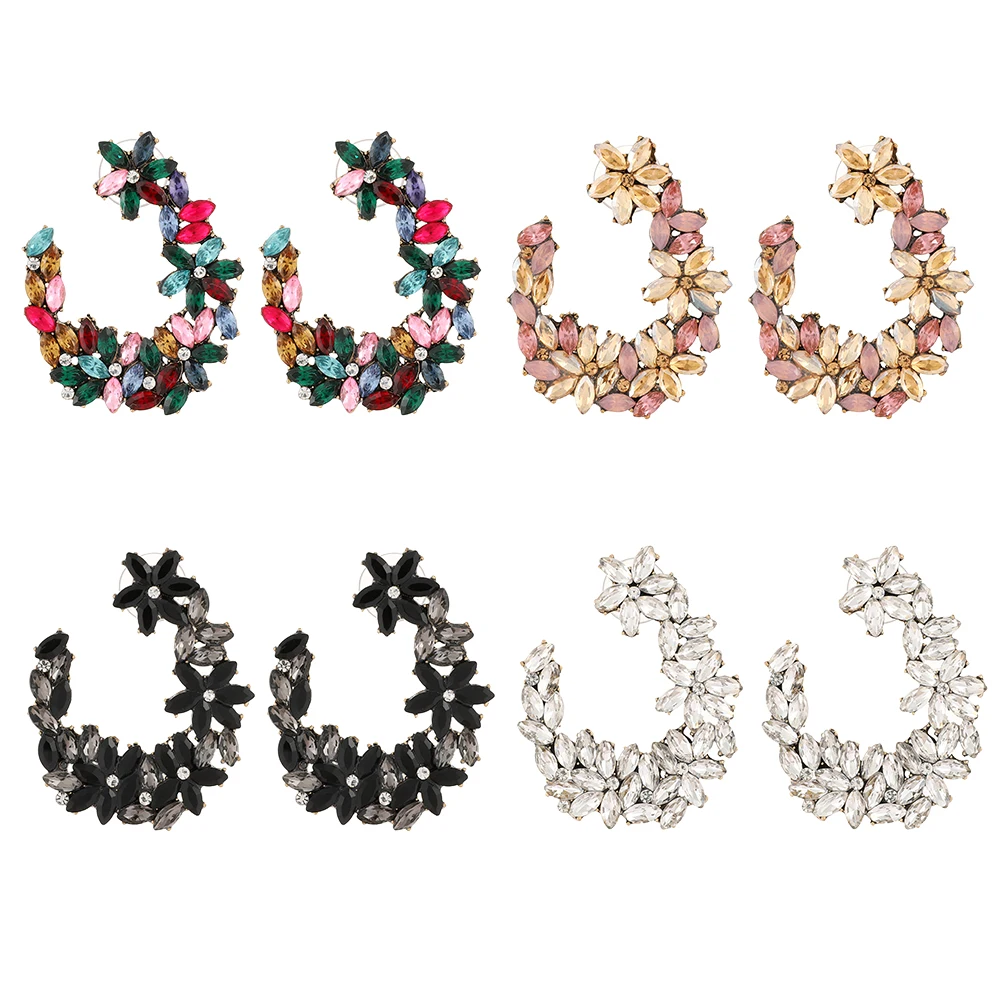 

Ztech Crystal Flower Big Stud Earrings For Women High Quality Korean Classic Style brinco Statement Accessories bijoux femme