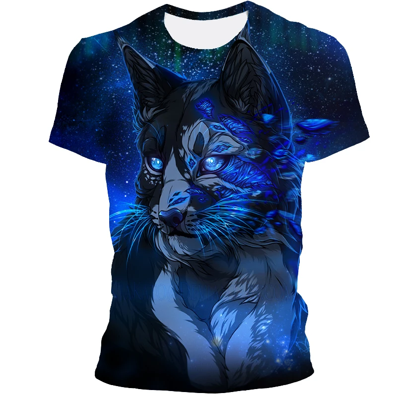 

Printed T-shirt Summer 2021 Personality Animal Cute Cat Men and Women Short Sleeve 3D Printed Tops Quick-drying Street Wear