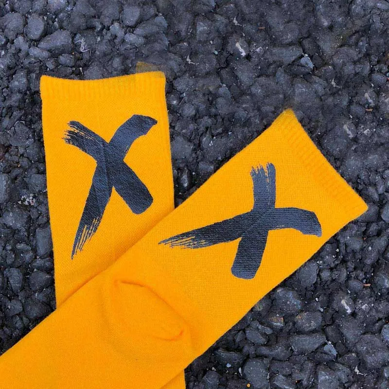 

New Autumn Winter Vintage Hip Hop 'X' Form Printing Socks Antiskid Breathable Sox Warm Harajuku Hip Hop Happy Funny Unisex Socks