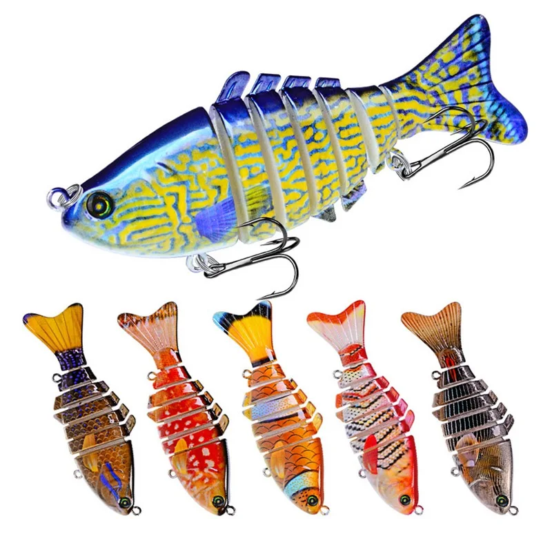 

1Pc Fishing Lure 10cm 15.5g 3D Eyes 6 Segment Lifelike Hard Lure Crankbait Sinking Wobblers 6# Hook Fishing Baits Accessories