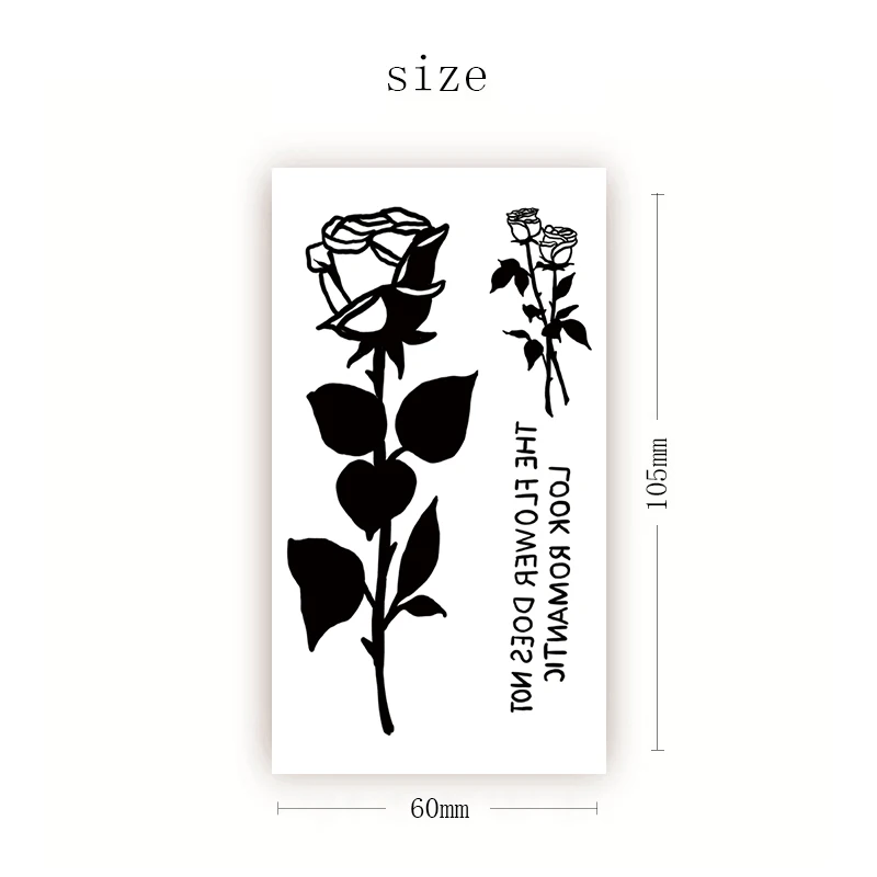 

Sexy Rose Temporary Tattoo Stickers Black English Alphabet Fake Tattoos Waterproof Tatoos Arm Hand Leg Small Size for Women Girl
