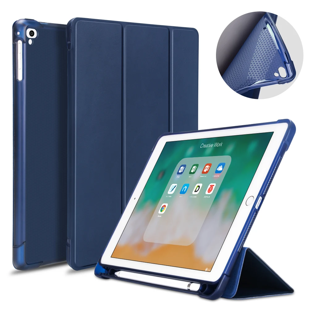Чехол для ipad Pro 9 7 2016 с держателем карандашом Мягкий ТПУ силиконовый смарт чехол