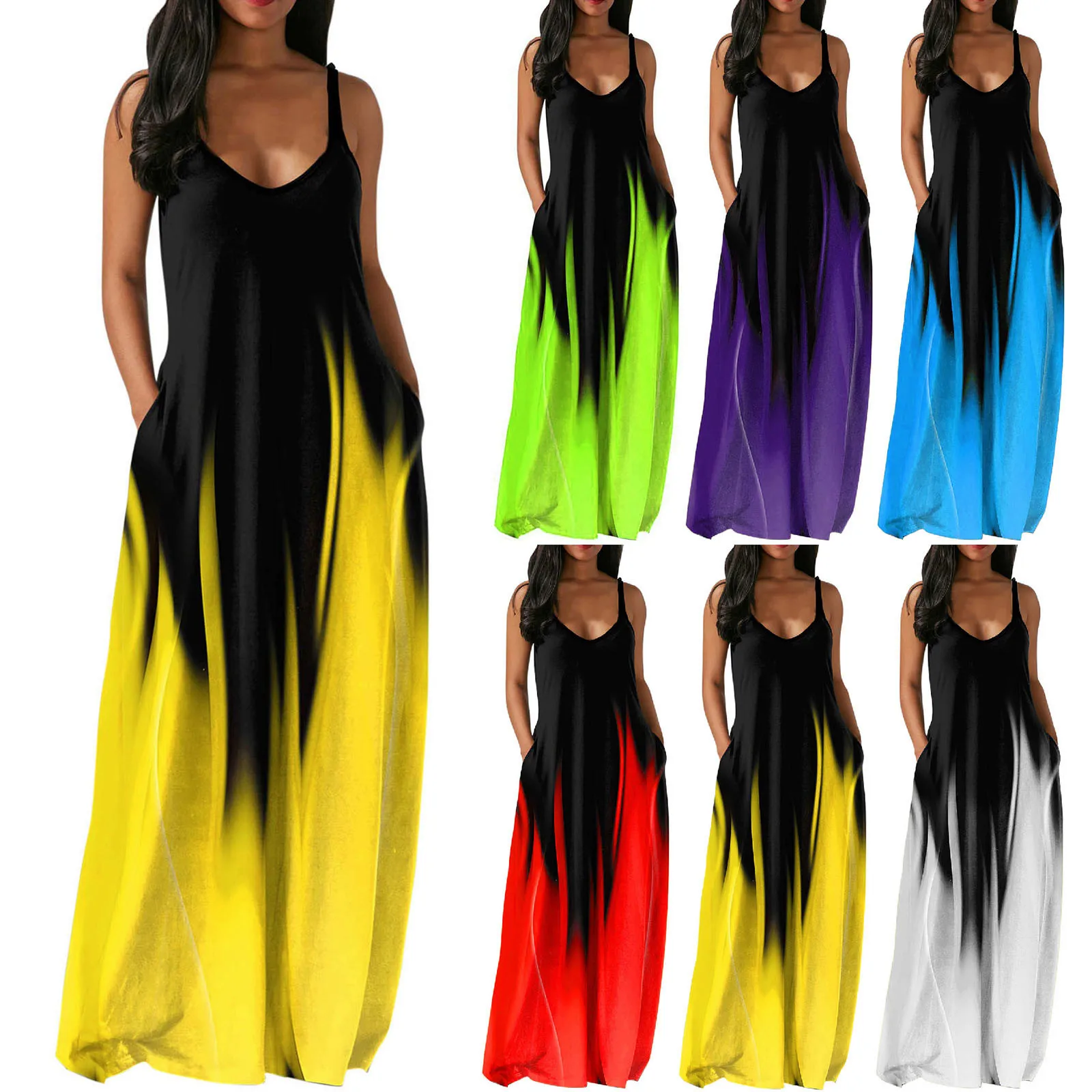 

Women Evening Party Elegant Dress Summer O-neck Print Sleeveless Long Dress Woman Plus Size Pullover Maxi Dresses #35
