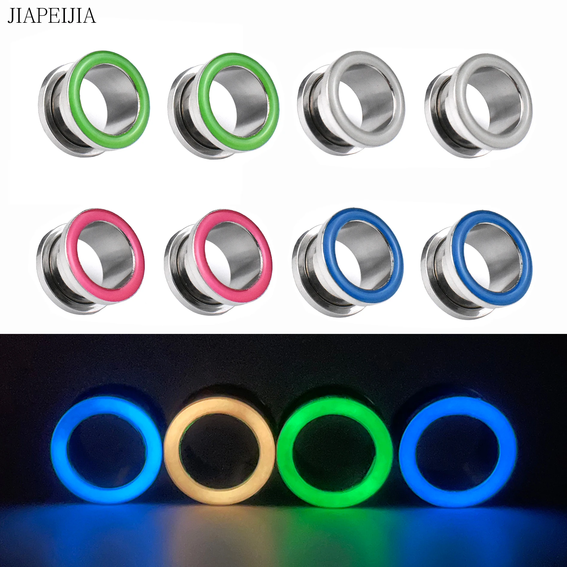 Светящиеся туннели для ушей с заглушками растягиватели из нержавеющей стали