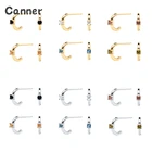 Женские серьги-гвоздики с цветными цирконами Canner из стерлингового серебра 925 пробы, геометрические свадебные серьги, ювелирные изделия для пирсинга