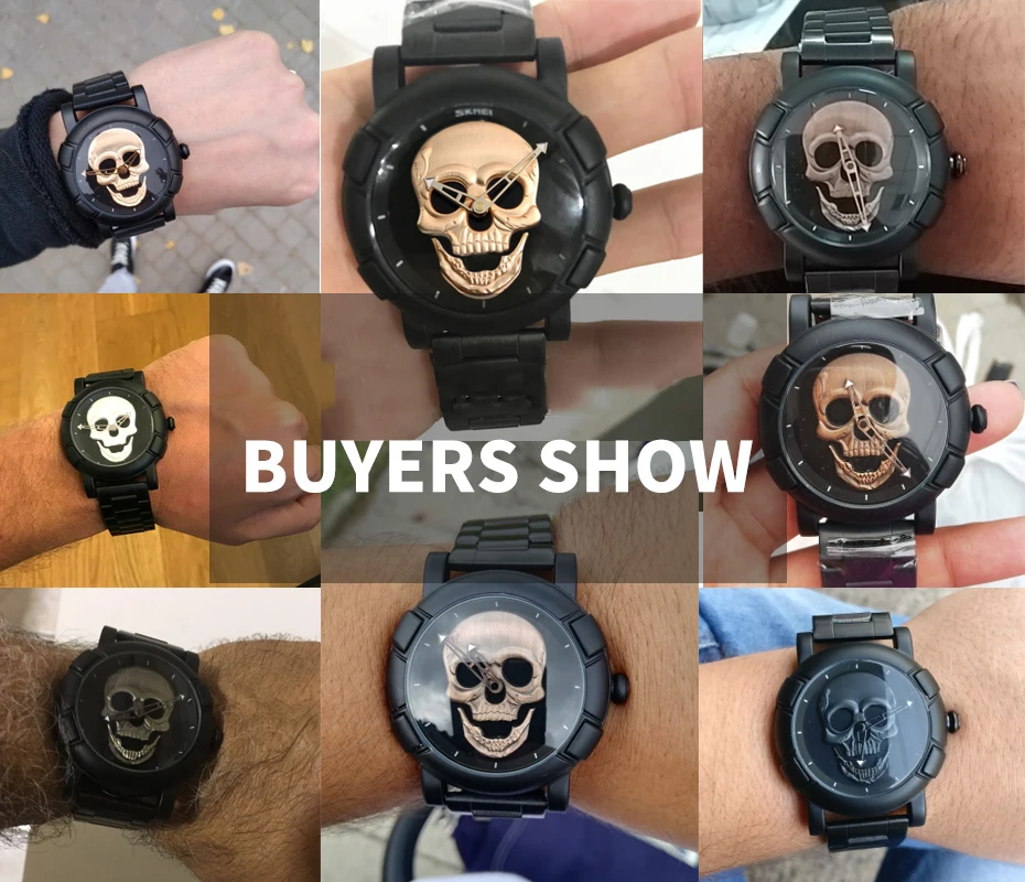 3D Skull Head Watch Men Women Stainless Steel Unisex Black White Gold Steampunk Watches Ladies Reloj Male Sculpture Clock Mexico