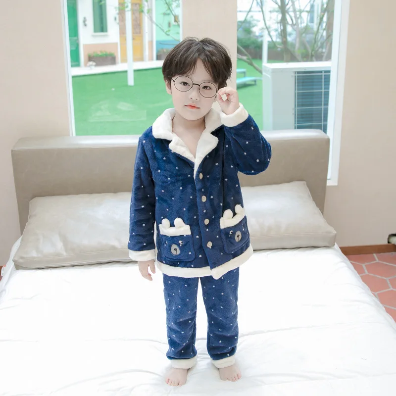 

New Autumn Winter Baby Fashion Clothes Kids Boys Girls Thicken Pajamas Pants 2Pcs/sets Children Toddler Clothing Infant Pajamas