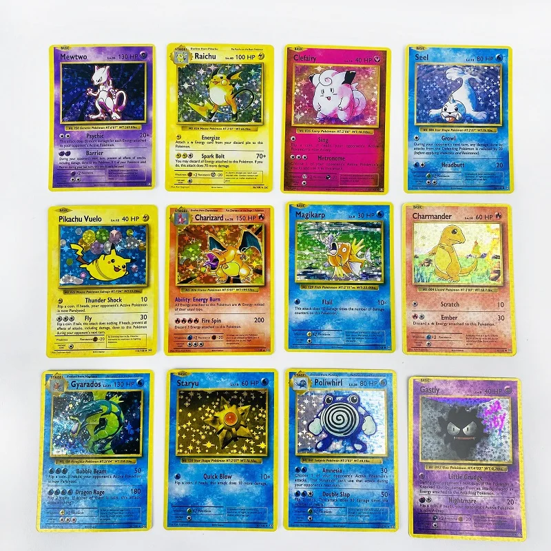 60 шт. Покемон 1996 лет флэш-карта бокс чехол Charizard Pikachu Mewtwo дисплей игра английские