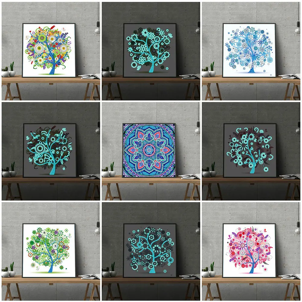 

HUACAN 5D DIY Diamond Painting Kit Landscape Luminous Special Shaped Diamond Embroidery Sale Tree Mosaic Handmade Gift