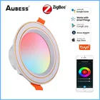 Умный Светильник направленного света Aubess Tuya Zigbee RGBCW, светодиодная лампа с дистанционным управлением, с поддержкой Alexa Google Home, теплый и белый свет, потолочная лампа