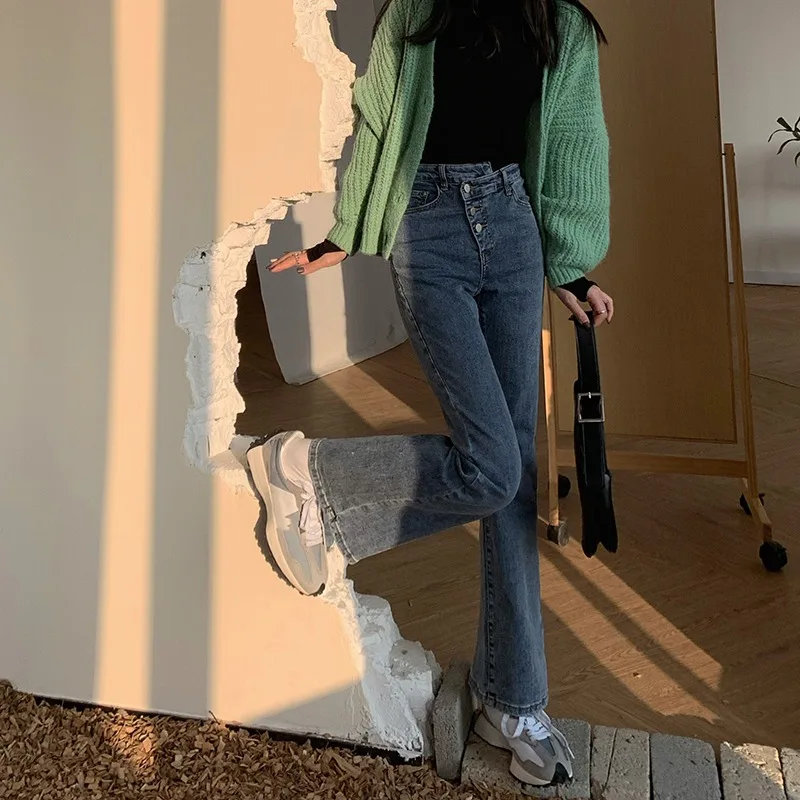 Джинсы для женщин весна осень 2021 Новинка корейский стиль неправильной формы с