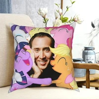 funny nicolas cage nic and his girls square pillow case pillows decorative for living room novelty pillowcover home decor