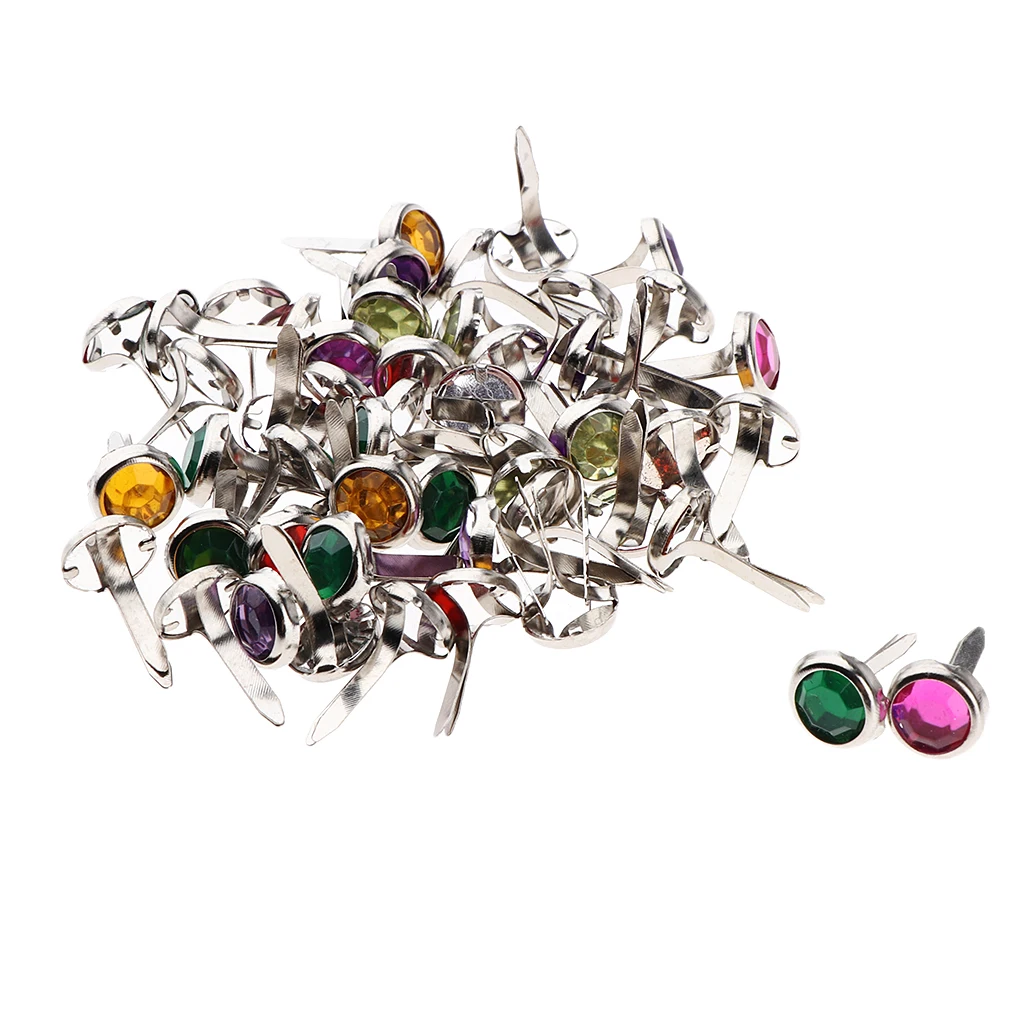 

50 Pieces 7mm Paper Ties with Assorted Color Metal Rhinestone Head