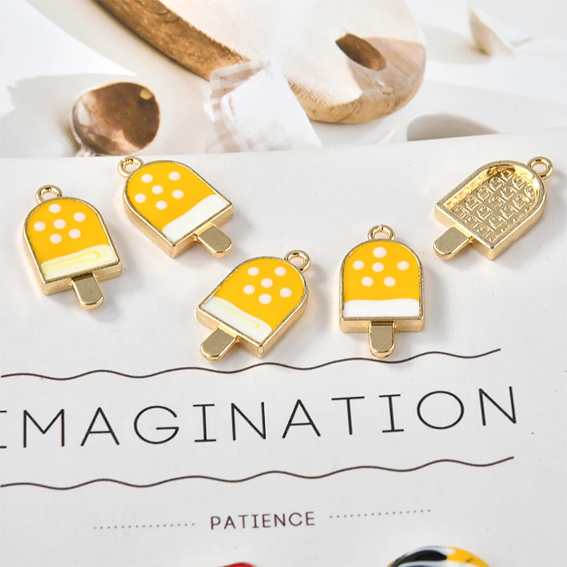 10 шт./упак. пиццы в виде мороженого и Пончики торт Эмаль Подвески Металлические