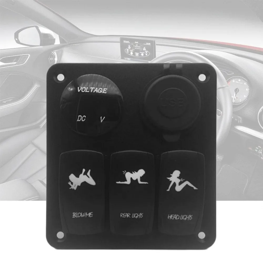 Судовая/лодочная Автомобильная комбинированная панель 3 Gang с гнездом для сигарет