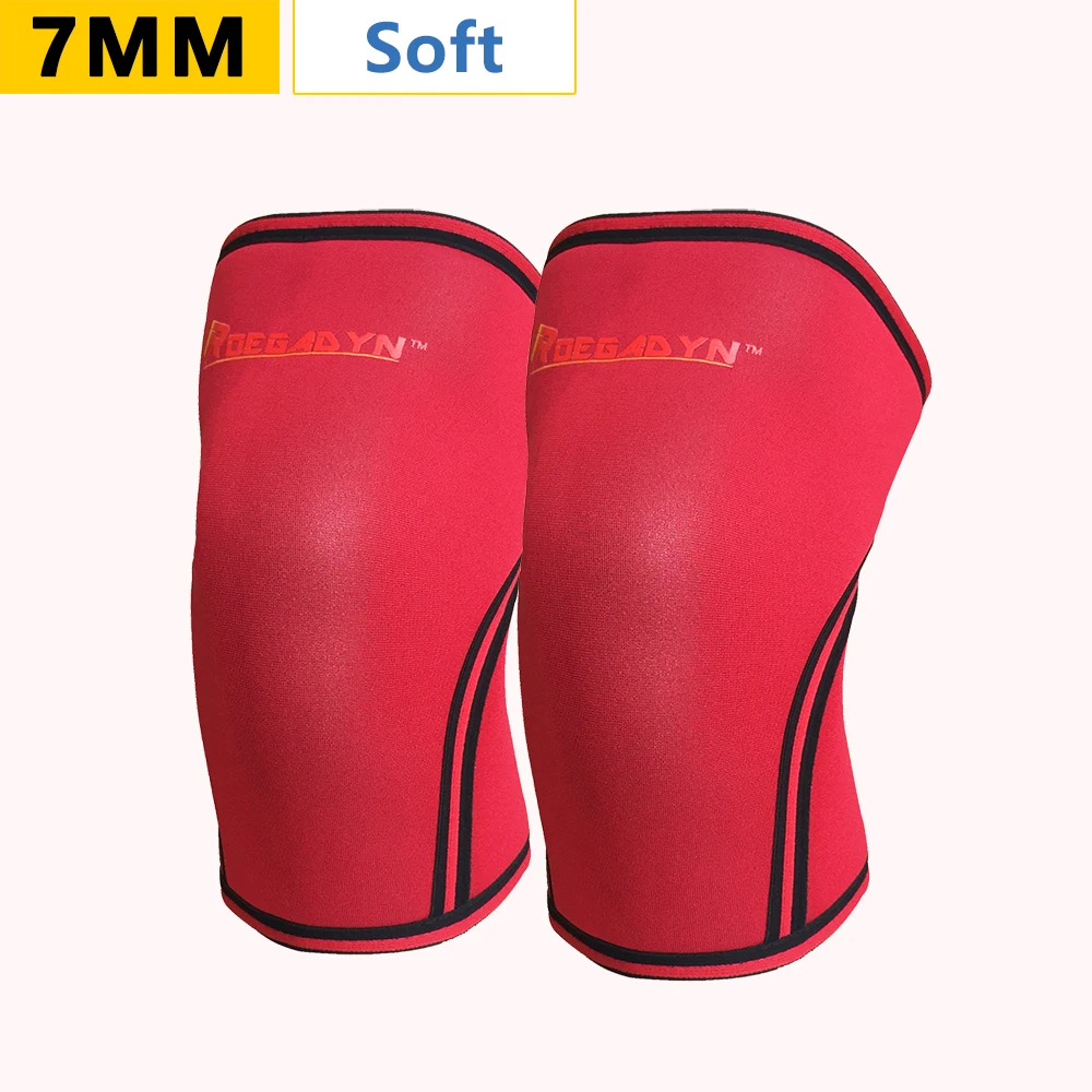 004 Red(7mm) ROEGADYN Профессиональное качество 7 мм жесткий неопрен компрессионный наколенник рукава Вес подъема колена поддержка Скоба для приседаний - Цвет: 004 Red(7mm)