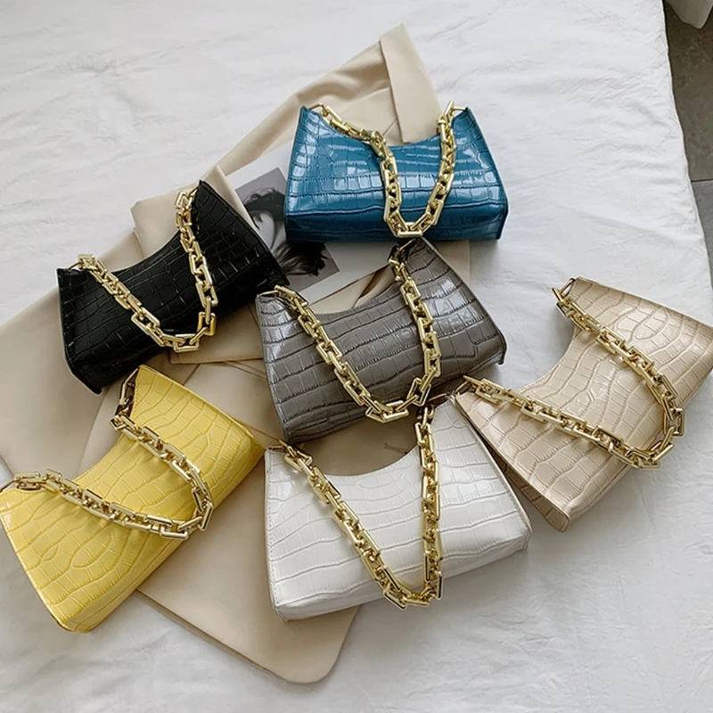 Женская сумка через плечо из искусственной кожи с узором под кожу крокодила |