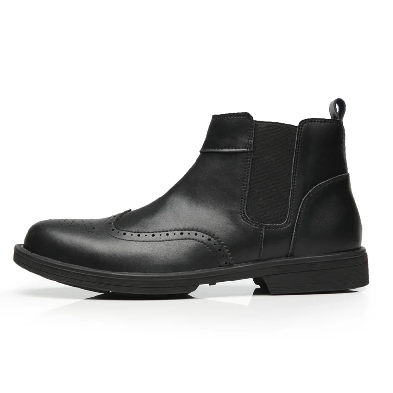 VRYHEID/высококачественные мужские ботинки из натуральной кожи; зимние водонепроницаемые ботильоны; ботинки для верховой езды; уличные рабочие зимние ботинки; мужская обувь - Цвет: Black