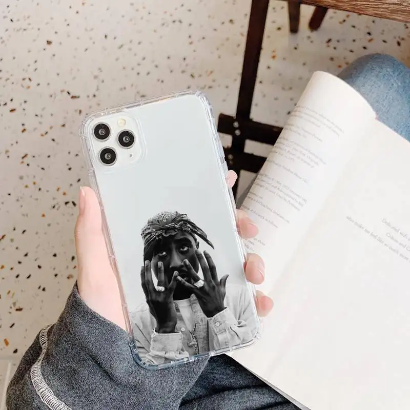 

Rapper 2pac singer Phone Case Transparent for iPhone 11 12 mini pro XS MAX 8 7 6 6S Plus X 5S SE 2020 XR