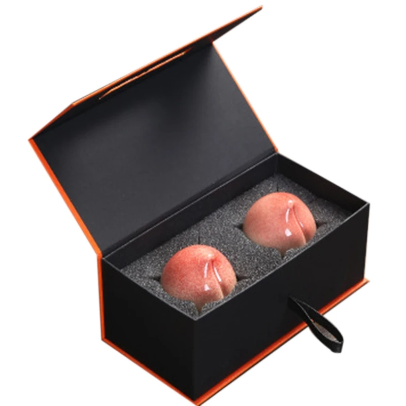 

2Pcs Peach Tea Caddy Ceramic Tea Box Gift Tea Leaf Packing Box Sealed Canister Teaware Home Decor Storage Jar