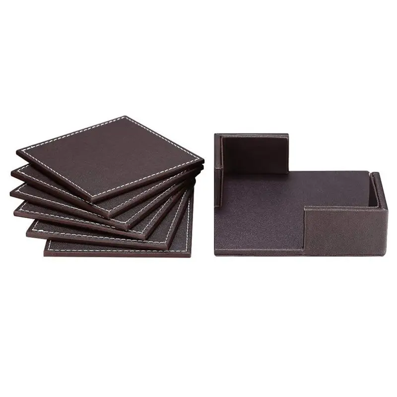 Подставки для напитков набор кожаных подставок с держателем из 6 предметов