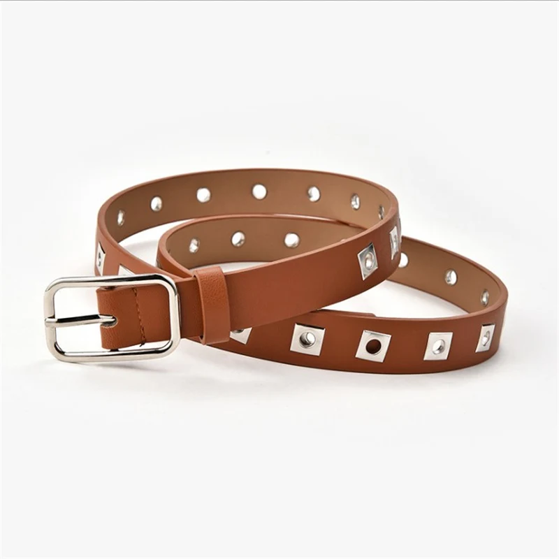 

JXQBSYDK Women's Fashion Square Eyelet Hollow Decoration Jeans Casual Belts