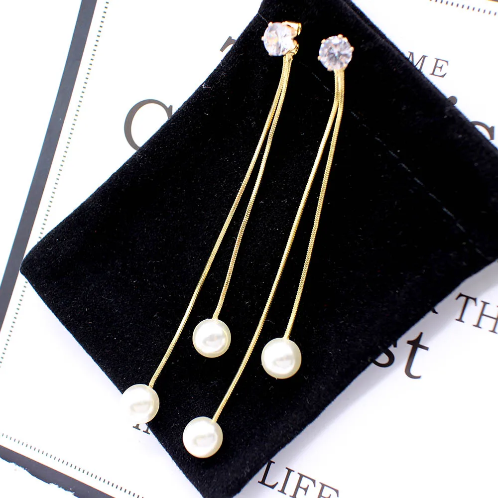 Модные длинные висячие серьги с кисточками и искусственным жемчугом для женщин