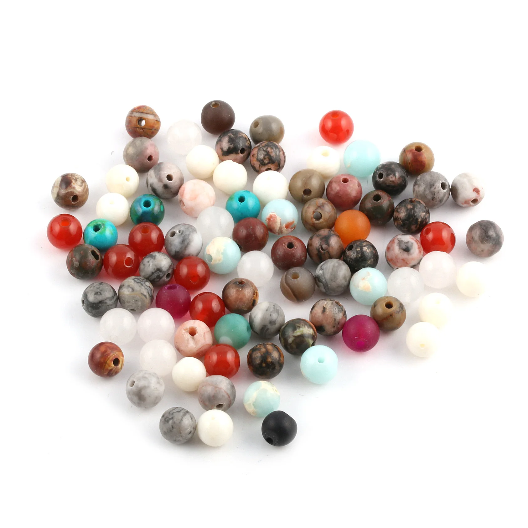 

100 Pcs Natural Stone Beads Mix Round Agates Crystal Turquoises Amethysts Gemstones 4 6 8 10mm for Jewelry Making Necklace