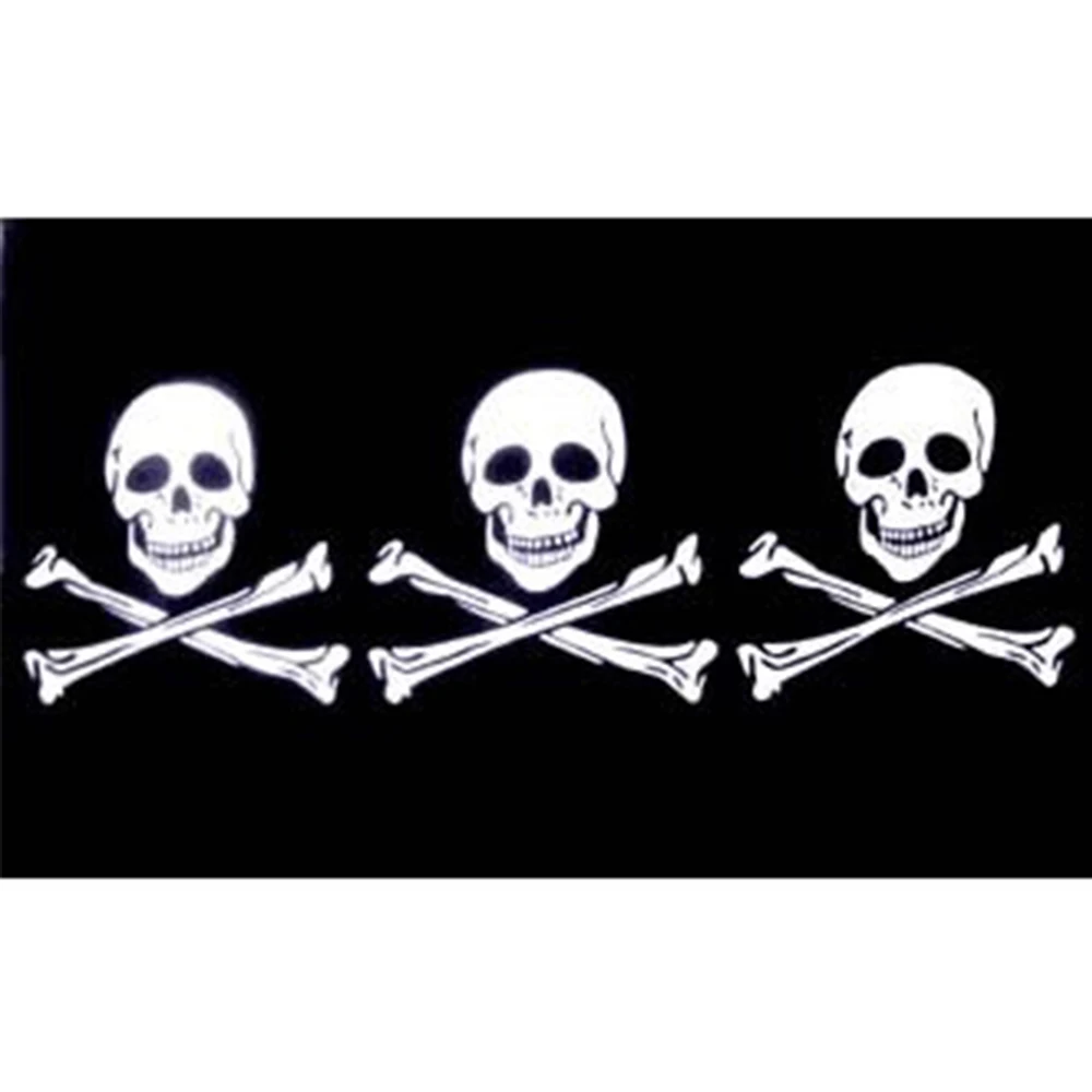 Флаг под заказ с тремя черепами и фотоэлементами 3x5 футов d x 90 см полиэстер