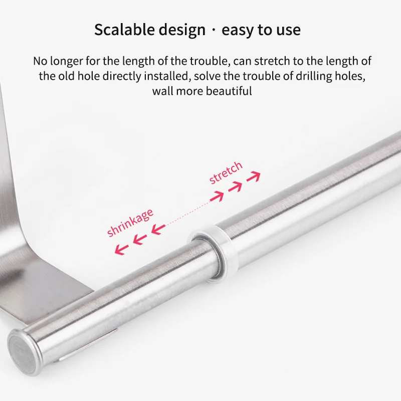 Stainless Steel Telescopic Towel Bar Racks Holder Hanger Organizer Rail Bathroom Kitchen | Обустройство дома