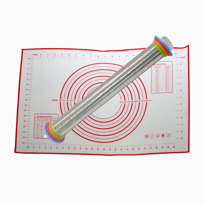 Скалка из нержавеющей стали с толстыми кольцами Регулируемый ролик силиконовым