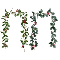 1 75m christmas berry garland vine holly leaf red decorations home artificial plant wreath xmas decor crafts ornament artificial