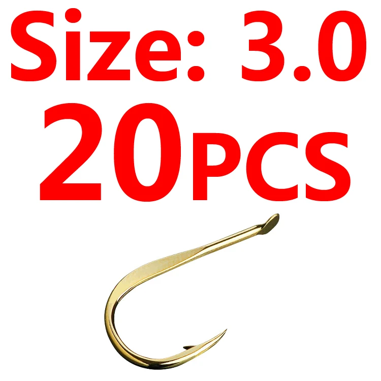 20pcs Size 3 Bimoo 20 шт. золотой цвет сильный Карп Рыболовный крючок колючий японский рыболовный крючок Размер 0,5~ Размер 10 - Цвет: 20pcs Size 3