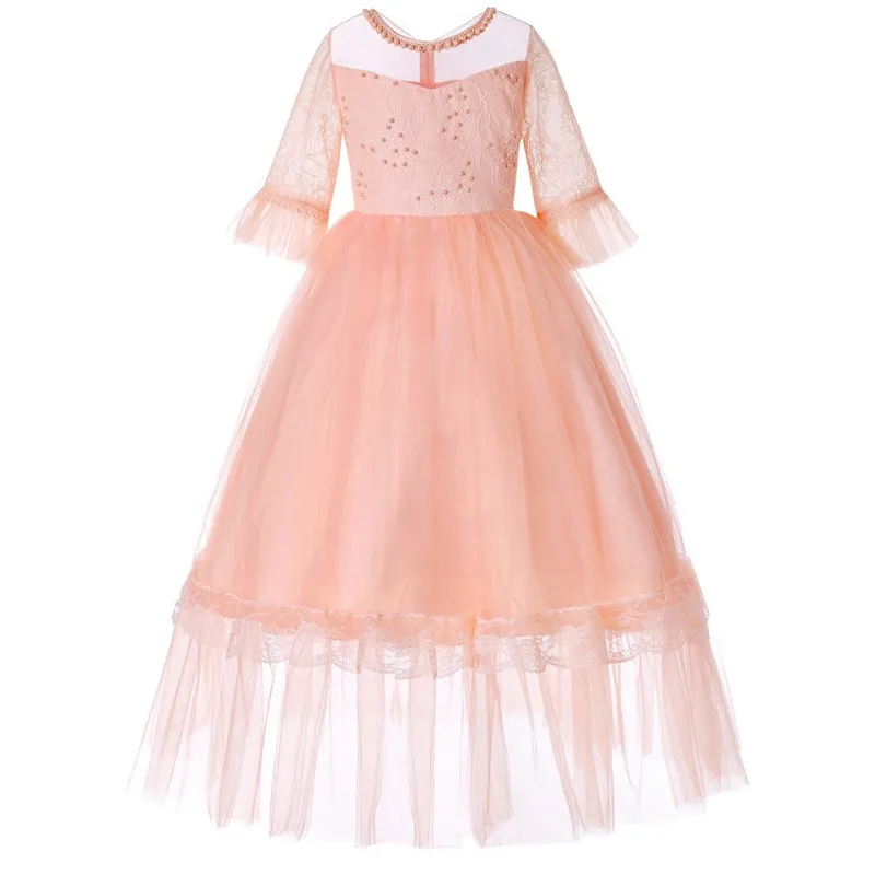 

4-13T White Flower Girls Dresses For Wedding Tulle Lace Long Girl Dress Party Christmas dress Children Princess Costume For Kids