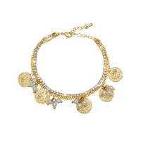 trendy pearl coins bracelet alloy bracelet on hand women bracelet accessories fashion jewellery the best gift for friend
